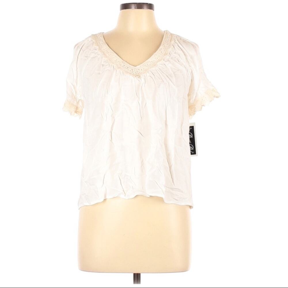 RnB Cold Shoulder Tie Back V-Neck Blouse L